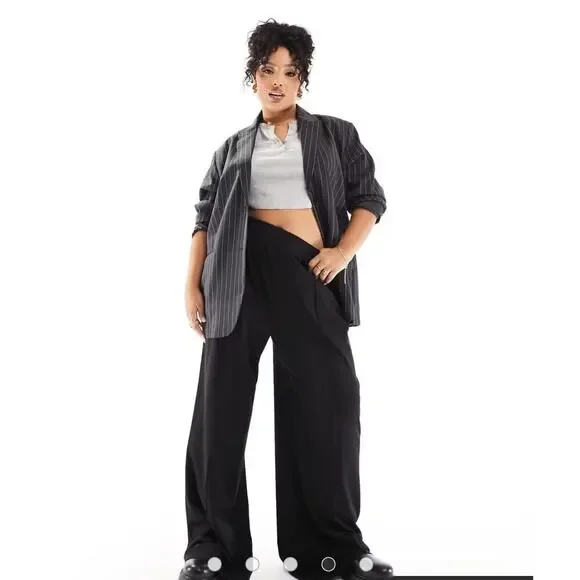 ASOS Pants Jumpsuits Asos Design Wide Leg Pull On Slub In